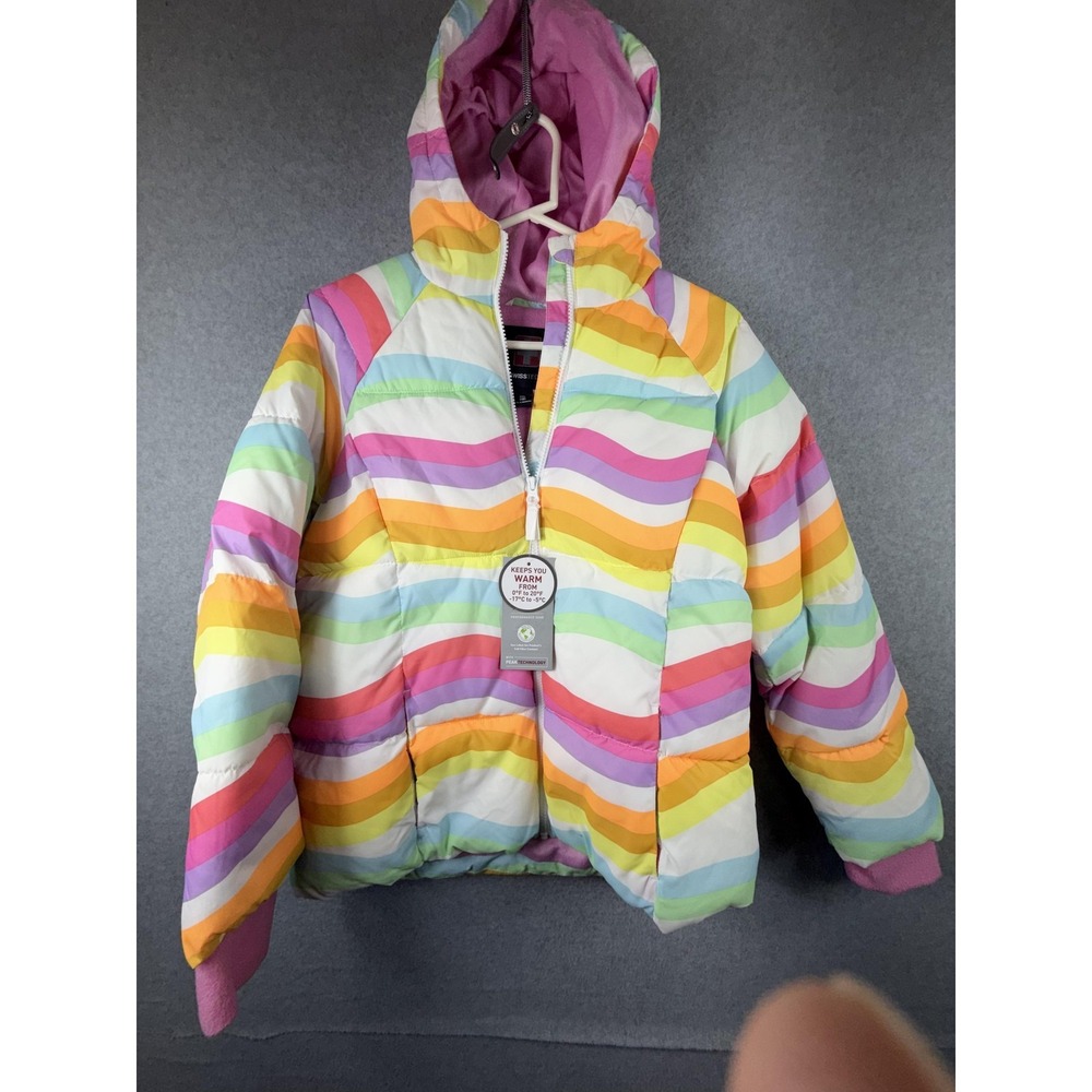 SwissTech Jacket Youth Girls 18‎ Multicolor Rainbow Hooded Puffer Winter Coat